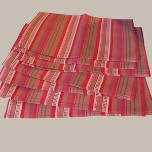World Market Cotton Placemats Set of 8 Striped Red  Holiday Rectangle NWT